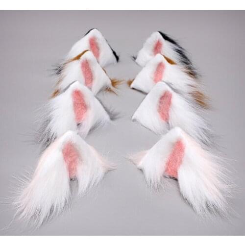 Handmade Cute Furry Animal Beast Ears Hairpin Headwear Wolf Fox Ear Clip Cosplay Props Soft Cat Ears Lolita Girl Hair Accessory