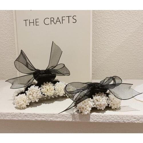 Pearl hairpin back head female hairpins lace bow grabbing clip large elegant temperament grabbing hairpin