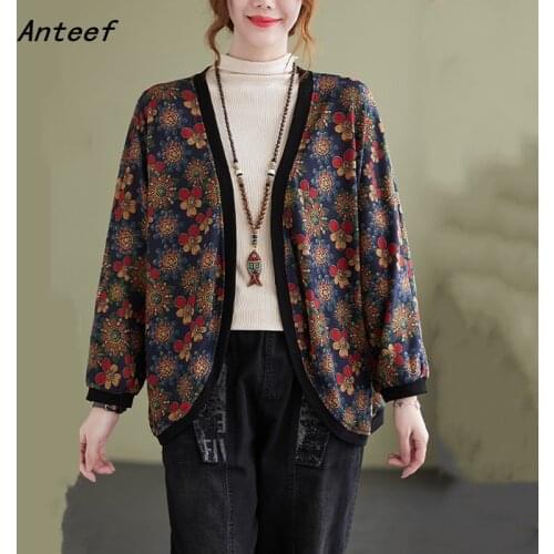 Anteef cotton Oversize jackets for women causal loose spring autumn Jacket Coat Clothes 2021 Cardigan Outerwear