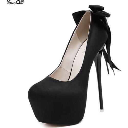 New Platform Ultra High Heels Woman Shoes Sexy Big Bow Pumps Party Dress Shoes size35-45