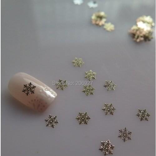 MS337-2 100pcs Gold Cute Snowflake Metal Sticker Nail Art Metal Sticker Nail Art Decoration Non-adhesive Sticker