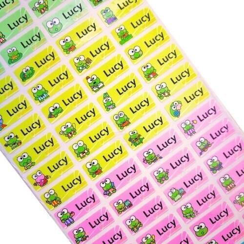 100PCS Custom Name Sticker Cartoon Frog Sticker Pattern Waterproof Personal Label Children Tag Scrapbook School Stationery