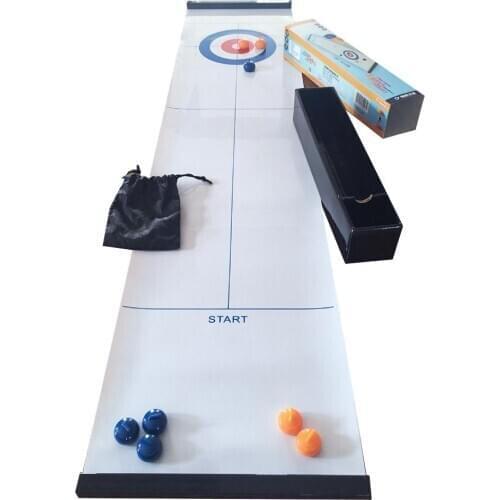 120*28CM Foldable Table Mini Curling Ball Tabletop Curling Game Compact Curling Family Games for Kid Adult Family School Travel