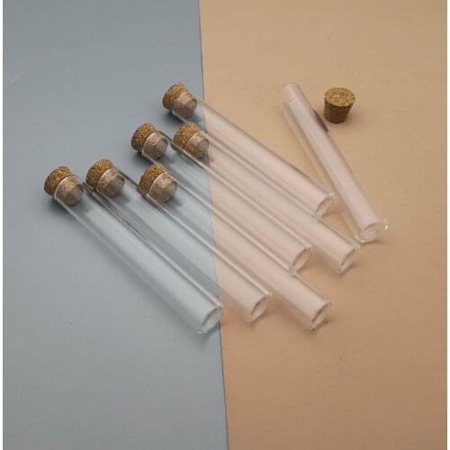 20pcs 50pcs 100pcs Lab 12x75mm Flat Bottom Glass Test Tube with Cork Stoppers Mini Vial Container School Supplies