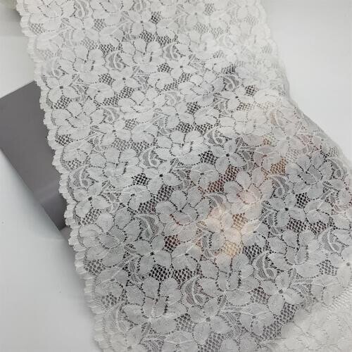 3y/lot 30cm Width Floral Stretch Lace Trims Wide White For Clothing Accessories Dress Sewing Applique Costume Lace Fabrics