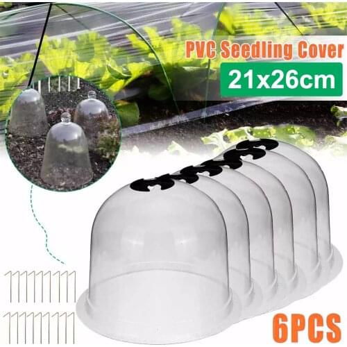 6Pcs Plastic Thicken Waterproof Windproof Plant Cover Greenhouse Garden Cloche Dome Plant Frost Guard Freeze Protection