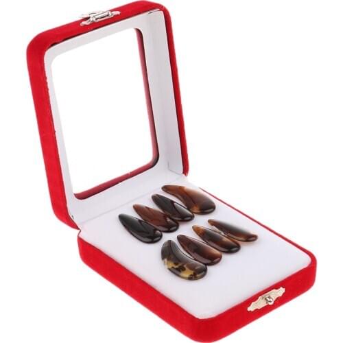 8PCS Finger Picks Chinese Zither Nails with Cotton Adhesive Tape for Guzheng