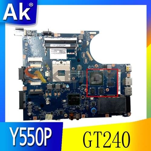 Akemy For Lenovo Y550P Laptop Motherboard LA-5371P Motherboard PM55 GPU GT240 DD3 Tested 100% Work Free CPU