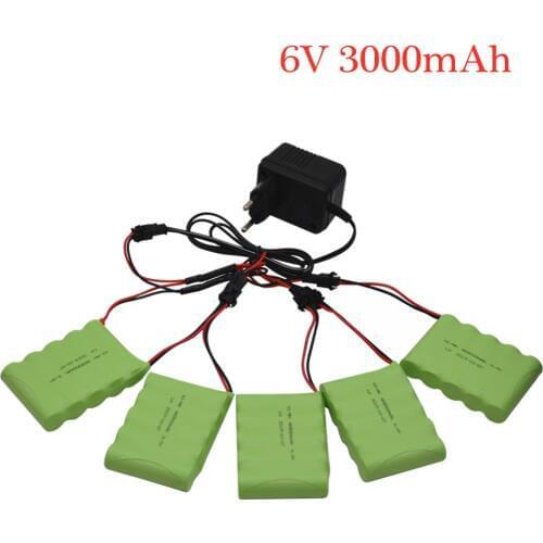 6v 3000mAh Battery with Charger For RC Cars Robots Tanks Gun Boats 6v NiMH Battery AA 2400mah 6v Rechargeable Battery Pack