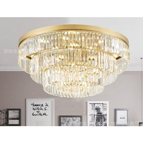 American ceiling lamp round living room lamp soft decoration new home bedroom lamp post modern light luxury crystal lamp