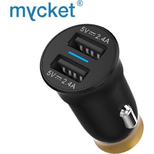 MYCKET Dual Port USB Car Charger 2.4A Fast Charge With Indicator Light Mini USB CarCharger Car Phone Charger зарядное устройство