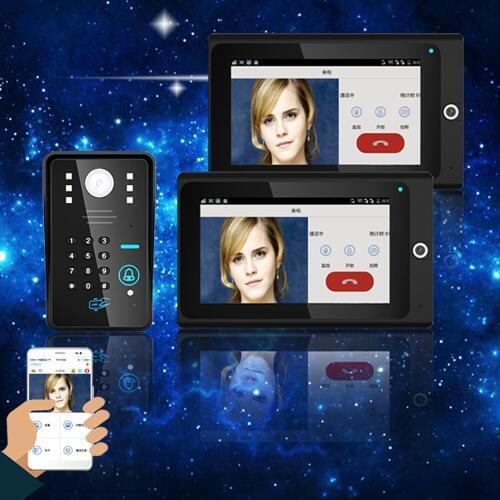 Two Monitor 720P RFID Wifi Video Doorbell 7" WiFi Wireless Video Door Phone Intercom PIR IR Night Vision Home Alarm System