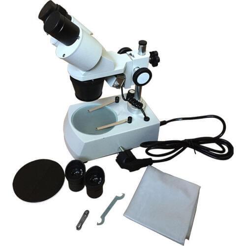 30X 60X PCB Gem Jewel Inspection Binocular Stereo Microscope 8 Piece Set w/ Top Bottom Light f Electronics Repair