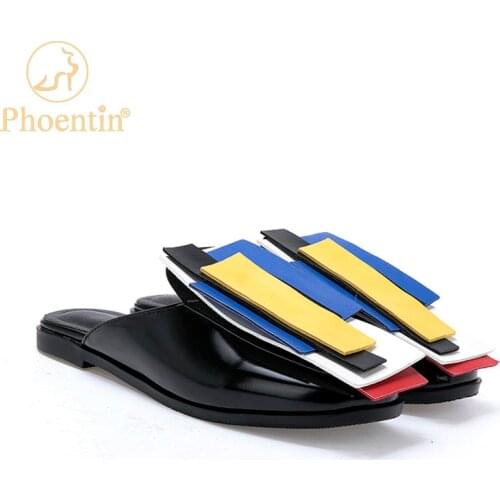Phoentin Bohemian Mules colorful slippers for woman low heel shoes ladies fashion outdoor slipper 2020 summer FT1071