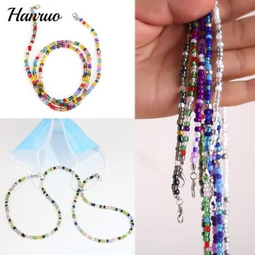 Boho Chain Colorful Beads Mask Chain Necklace For Women Girl Anti-lost Strap Lanyard Colar Glass Bead Chain Necklace Accessories