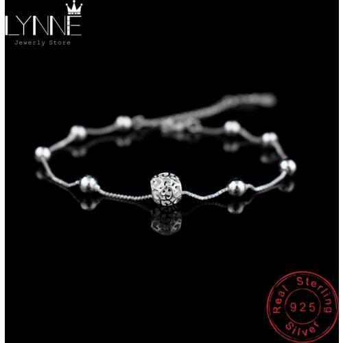 Hot Sale Fashion 925 Sterling Silver Anklet Chain Hollow Ball Pendant Anklets Bracelet Chain For Womens Wedding Jewelry Gift