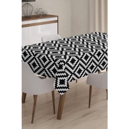 Black and White Tablecloth Geometric Rectangle Table Cover