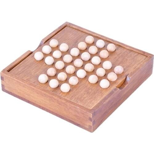 Wooden Peg Solitaire Europe Board Cognitive Diamond Chess Classic Toys Brain Teasers Puzzle Games Single Player Adults Kids 6Y