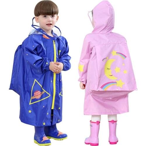 Cute Fashion Polyester Baby Raincoat Outdoor Waterproof Rain Coat Children Impermeable Poncho Boys Girls Rain Jacket
