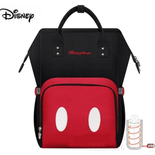 Disney Mummy Bag with USB Heater Baby Diaper Bag With Wet Bag Maternity Nappy Stroller Bag Mickey Backpack For Baby Care Bag