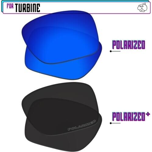 EZReplace Polarized Replacement Lenses for - Oakley Turbine Sunglasses - Black P Plus-Navy P