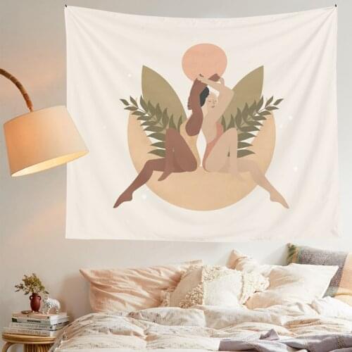 INS Style Tapestry Wall Hanging Sun Moon Abstract Art Blanket Living Room Bedroom Dorm Home Decor Tablecloth Picnic Tapestries