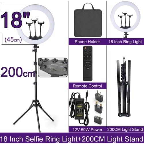 Ring Light With Phone Holder Ring Lamp Tripod For Live Video Streaming Round Big 14 Inch 36 Cm 170Cm Stand 110-220V