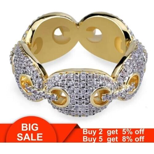 Cool Male Hiphop ring 925 Sterling silver Pave Crystal cz Cuba Iced out Rings for women men Wedding Rock Party Jewelry