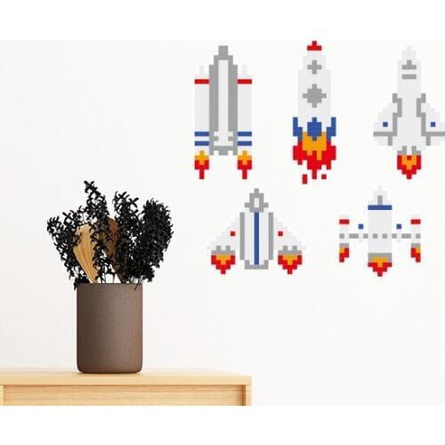 Space Ship Rocket Astronomy Pixel Removable Wall Sticker Art Decals Mural DIY Wallpaper for Room Decal