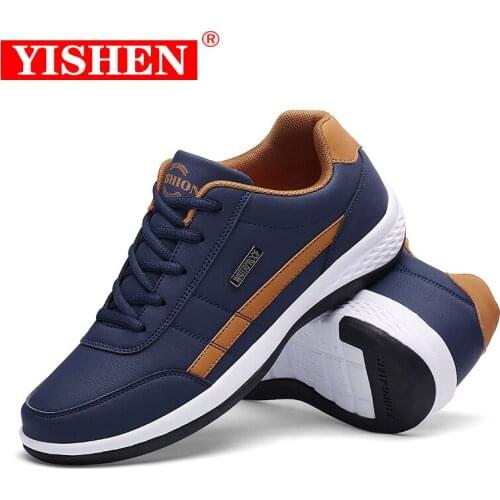 YISHEN Men Shoes Lightweight Fashion Casual Walking Athletic Shoes Breathable Slip on Loafers Leather Sneakers Zapatillas Hombre