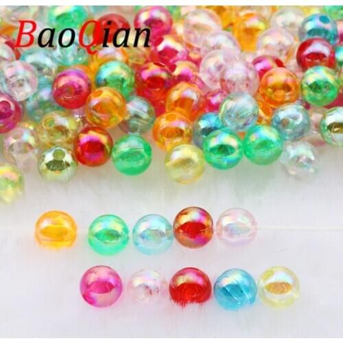 50/100/200pcs Round Acrylic Mixed Color Spacer Beads For Jewelry Making Childrens Necklace Bracelet Accessories