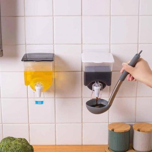 Wall-mounted Oil Bottle Soy Sauce Jar Vinegar Pot Leak-Proof Seasoning Storage Bottle Liquid Tank Kitchen Gadgets Organization