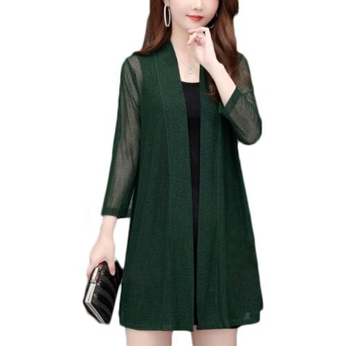 OHRYIYIE Large Size 5XL Ice Silk Thin Cardigan Sweater Women 2021 Spring Summer Casual Knitted Sweater Female Cloak Coat Tops