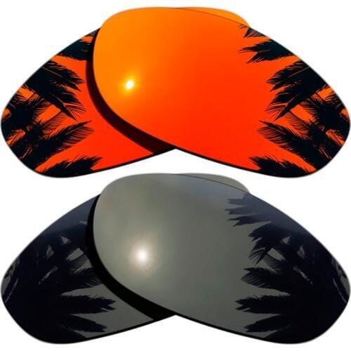 Orange Red Mirrored Coating+Black) 2-Pairs Polarized Replacement Lenses for Monster Dog 100% UVA & UVB Protection
