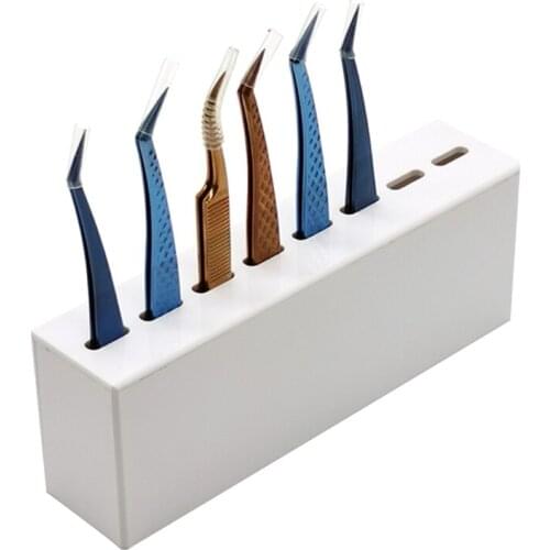 8 Holes Acrylic Eyelash Tweezers Storage Rack Eyelash Extension Tools Organizer C1FF