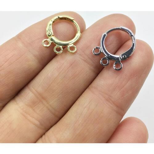 Eruifa 20pcs 12mm Earing Base Connector 3Linker Holder outer inner Brass Hoop Clip for Earring DIY 2 colors Nickle and Lead free