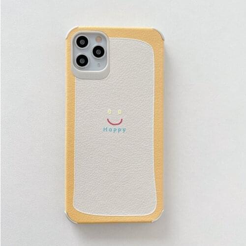 Yellow Edge Simple Smile Face Case for iPhone 12 Pro Max Back Phone Cover for 12 Mini 11Pro Max X XS XR 8 7 Plus SE 2020 Capa