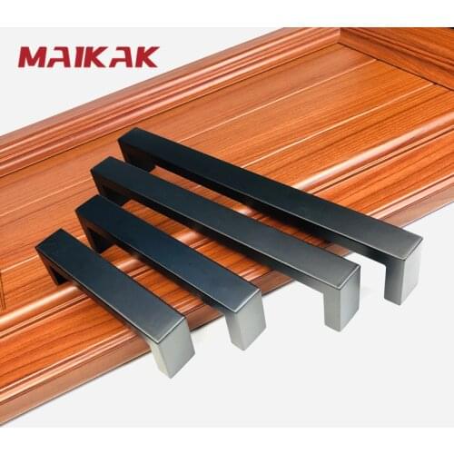 MAIKAK Minimalism Cabinet Handles and knobs Matte Black Kitchen Handles Long Wardrobe Cupboard Furniture Pulls Drawer Knobs