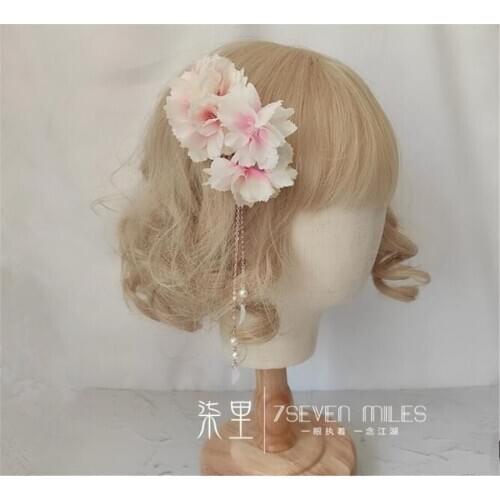 Handmade Lolita Girl Hair Accessories Tassel Flowers Hair Clip Girl Costume Hairpin Jewelry D242