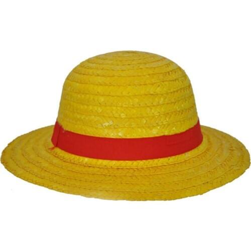 Sun Hat Beach Yellow Anime Cosplay Straw Hats Japanese One Piece Luffy Hat Cartoon Cap Cute Solid Unisex Caps Breathable Boater