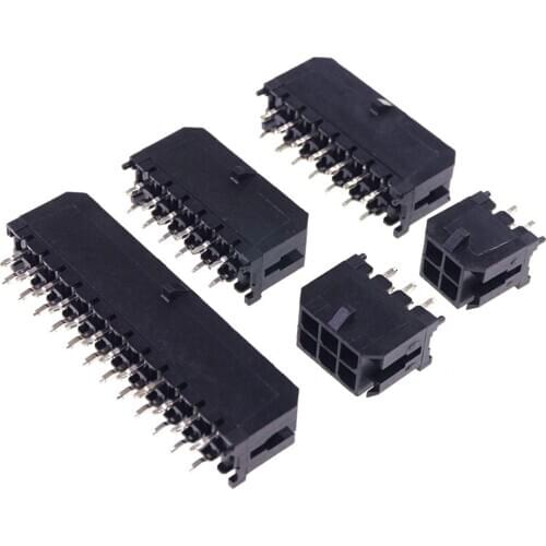 PCB Male Header Pin Vertical Through Hole 2 4 6 8 10 12 14 16 18 20 24 Circuits Cross Molex 43045 Micro-Fit 3.0 mm Dual Row