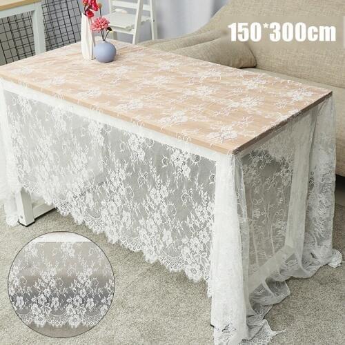 Tablecloth Embroidery Lace White Vintage Kitchen Tea Coffee Table Cover Cloth for Party Wedding Hotel Decor
