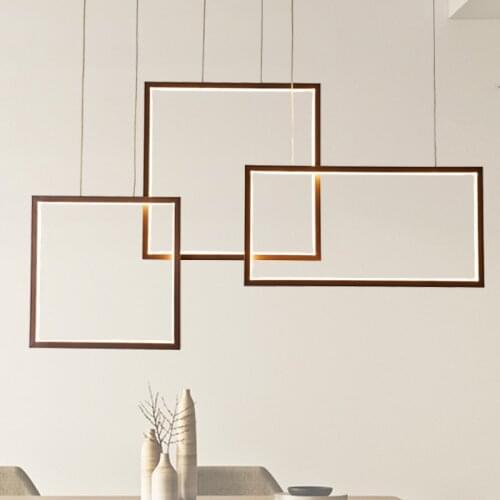 Modern minimalist LED square pendant lamp living room front dining room bedroom Indoor coffee hanging lamp fixture