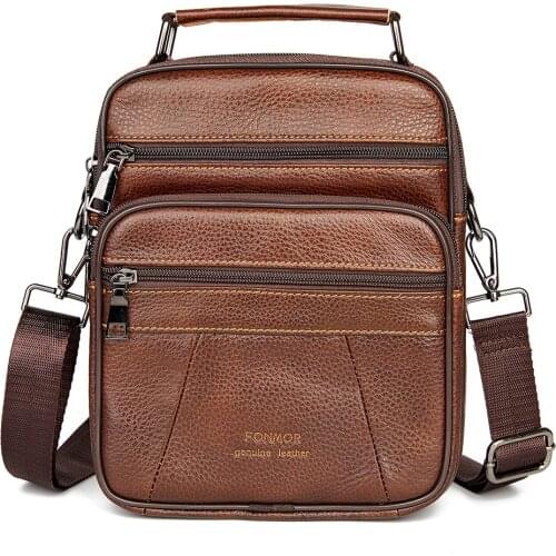 Mens Genuine Leather Bag Shoulder Bag Crossbody Bags For Men Messenger Bags Fashion Zipper Luxury Shoulder Handbag