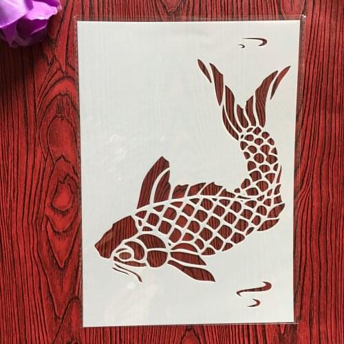 A4 29 * 21cm Animal carp fish DIY Stencils Wall Painting Scrapbook Coloring Embossing Album Decorative Paper Card Template