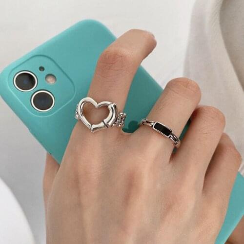 Personalized Design Love Heart Finger Rings For Women Fashion Jewelry Ring Silver Color Ladies Gift Jewellery