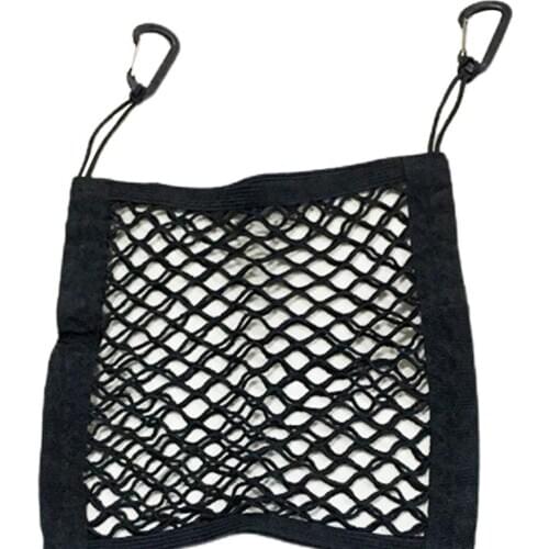 Universal 2 Layer Car Seat Organizer Storage Mesh Net Hook Pouch Holder Black