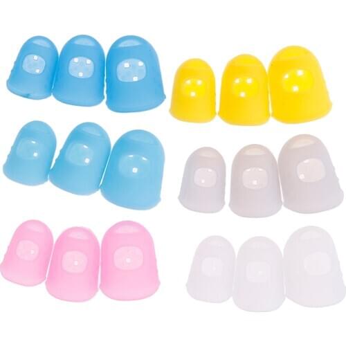 Knitting Tool Multicolor Silicone Thimble Tip Anti-pain Silicone Finger Sleeve Hollow Breathable Sewing Needle Accessories
