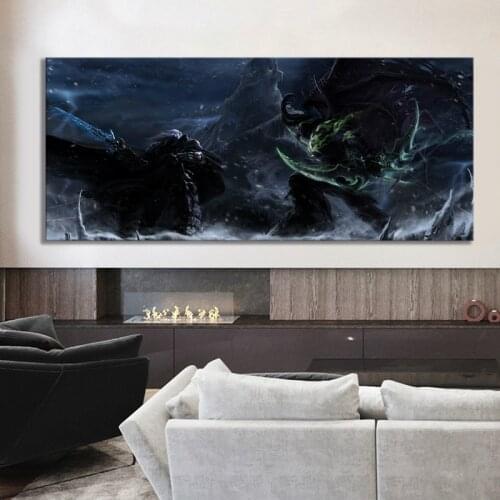 Warcraft 3 Frozen Throne Video Games Arthas Menethil Vs Illidan Stormrage Game Poster Painting Decorations for Home Wallpaper