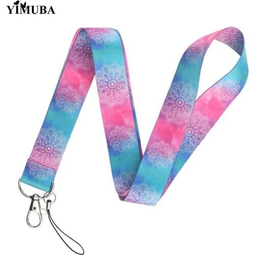 YIMUBA Holy Geometric Mandala Painting Neck Straps Key Chain Ring Yoga Spirit Ribbon Lanyards for Keys ID Card Pass Badge Holder